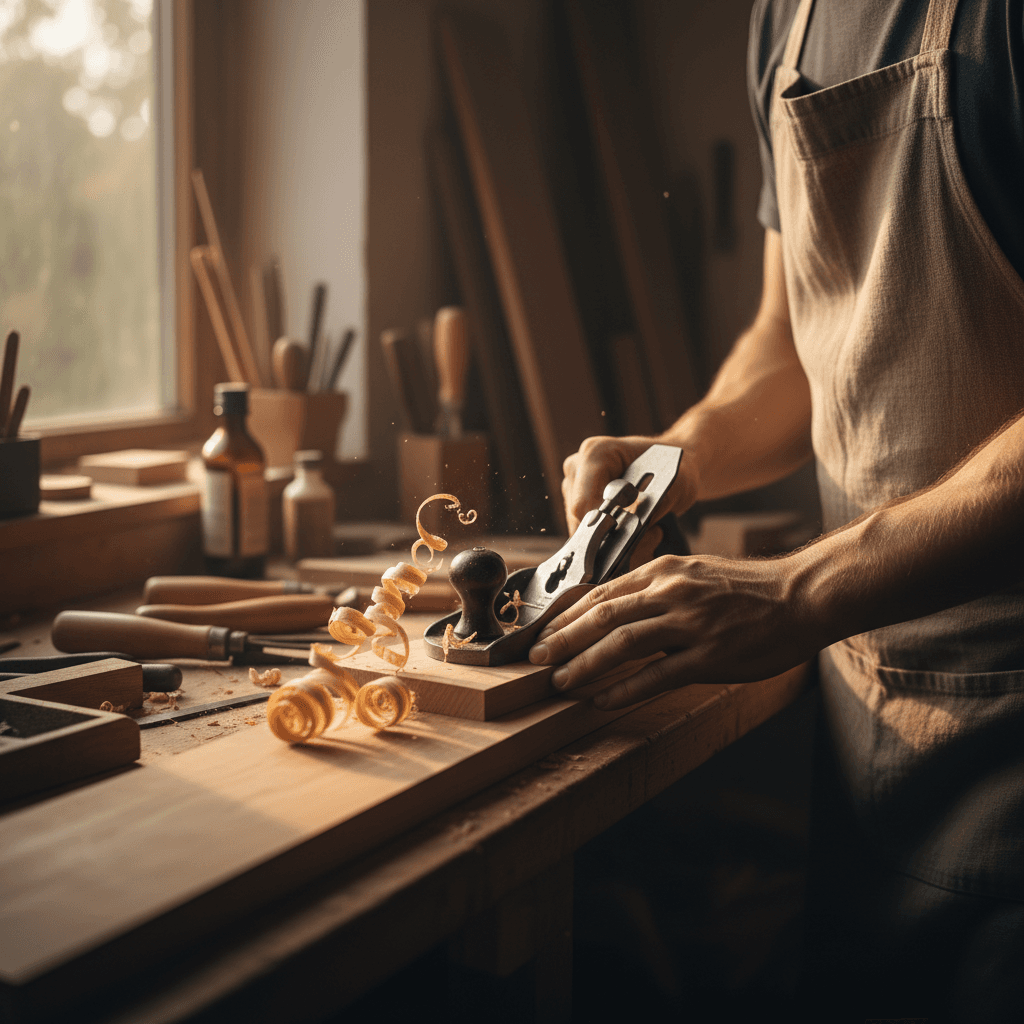 Hands working with tools in a professional workshop
